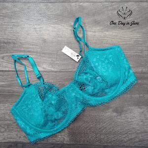 Teal Lace Underwire Bra - Teal
